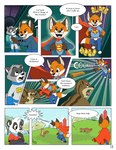 anthro bottomwear cheek_tuft clothed clothing detailed_background dialogue dipstick_tail duo eyewear facial_tuft feet_together footwear fully_clothed gloves_(marking) imagination male markings speech_bubble tail tail_markings text tuft underwear pandapaco art_(pandapaco) biro_(pandapaco) parinton bear canid canine fox giant_panda mammal procyonid raccoon rodent sciurid tree_squirrel comic english_text hi_res