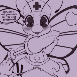 4_fingers antennae_(anatomy) anthro anthro_on_anthro anthro_penetrated anthro_penetrating anthro_penetrating_anthro armor blush blush_lines bottomless bottomless_anthro bottomless_female bracers claws clothed clothed/nude clothed_anthro clothed_female clothed_sex clothing cowgirl_position dialogue dildo duo exclamation_point eyelashes fangs female female_anthro female_on_top female_penetrated finger_claws fingers first_person_view from_front_position genitals hand_on_leg hat headgear headwear heart_symbol holding_dildo holding_object holding_sex_toy insect_wings interspecies knot knotted_dildo lepidopteran_wings looking_at_viewer male male/female male_anthro male_on_bottom male_penetrating male_penetrating_female male_pov nude nude_anthro nude_male nurse nurse_clothing nurse_hat nurse_headwear nurse_uniform on_bottom on_top open_mouth penetration penile penile_penetration penis penis_in_vagina semi-anthro sex sex_toy simple_background speech_bubble teeth text uniform vaginal vaginal_penetration vulva white_background wings darkmirage nintendo pokemon buttershe fan_character quetzalli_(darkmirage) arthropod assimilative_feline butterfree felid feline generation_1_pokemon insect mammal pokemon_(species) 1:1 2021 digital_drawing_(artwork) digital_media_(artwork) english_text hi_res sketch