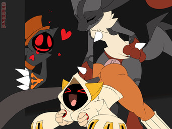 ambiguous_penetration anthro anthro_penetrating anthro_penetrating_humanoid ass_up being_watched bodily_fluids bottomless bottomless_female butt clothed clothing drooling female female_penetrated fur genitals group heart_symbol humanoid_on_anthro humanoid_penetrated interspecies looking_at_another looking_pleasured male male/female male_penetrating male_penetrating_female open_mouth peeping penetration penile penile_penetration pokephilia saliva sex tail teeth tongue tongue_out trio vaginal y_shaped_butt_crack nightdazed arc_system_works blazblue nintendo pokemon taokaka animal_humanoid canid canine cat_humanoid felid felid_humanoid feline feline_humanoid generation_4_pokemon humanoid kaka_(blazblue) lucario mammal mammal_humanoid pokemon_(species) 2d_animation 4:3 animated hi_res