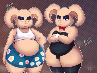 anthro big_butt bunny_costume butt clothing costume duo looking_at_viewer male overweight overweight_male playboy_outfit simple_background solo text thick_thighs elkomodito dragon_ball dragon_ball_z evil_container oolong_(dragon_ball) domestic_pig mammal suid suine sus_(pig) absurd_res digital_media_(artwork) english_text hi_res meme