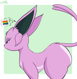butt female feral forked_tail fur lgbt_pride looking_back pride_colors rainbow_flag rainbow_pride_flag rainbow_symbol solo tail text unusual_anatomy unusual_tail an-tonio nintendo pokemon silvia_(an-tonio) eeveelution espeon generation_2_pokemon pokemon_(species) absurd_res digital_media_(artwork) hi_res