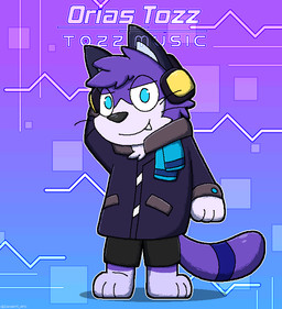 ambiguous_gender anthro blinking blue_eyes bottomwear cheek_tuft clothed clothed_ambiguous clothed_anthro clothing electronics facial_tuft fur gradient_background headphones leg_markings looking_at_viewer markings narrowed_eyes outline pattern_background purple_body purple_fur shorts simple_background smile snaggle_tooth socks_(marking) solo standing tail text topwear tuft whiskers white_body white_fur white_outline zandermanith domestic_cat felid feline felis mammal 2024 animated artist_name character_name english_text hi_res male_(lore)
