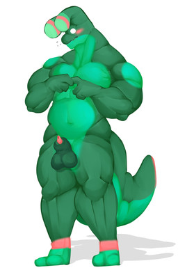 animal_genitalia antennae_(anatomy) anthro balls biped blush countershading front_view genitals green_body half-erect male markings muscular muscular_anthro muscular_male nervous nude orange_markings penis penis_tip sheath shy slightly_chubby solo standing tail thick_tail thick_thighs timid sharkellion tyler_(the_sea_slug) animal_humanoid aquatic aquatic_gastropod gastropod humanoid mollusk mollusk_humanoid sea_slug slug 9:14 absurd_res digital_media_(artwork) full-length_portrait hi_res portrait