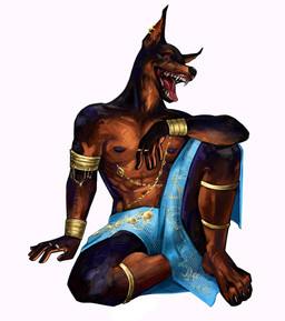 anthro belly clothed clothing ear_piercing ear_ring gold_(metal) gold_jewelry jewelry male nipples open_mouth piercing red_eyes ring ring_piercing sharp_teeth simple_background solo teeth tongue white_background sssnake_mg canid canine canis dobermann domestic_dog mammal pinscher hi_res