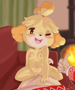 5_fingers accessory anthro anthro_penetrated areola blonde_hair blush bodily_fluids breasts clothed clothed/nude clothed_male clothing cowgirl_position dipstick_tail duo erection female female_on_human female_penetrated fingers fire fireplace first_person_view floppy_ears from_front_position fur genital_fluids genitals gesture hair hair_accessory hand_gesture human_on_anthro human_penetrating human_penetrating_anthro human_penetrating_female human_pov interspecies male male/female male_penetrating male_penetrating_female male_pov markings navel nipples nude on_bottom on_top one_eye_closed open_mouth open_smile penetrating_pov penetration penile penile_penetration penis penis_in_vagina sex smile tail tail_markings teeth thumbs_up tongue vaginal vaginal_fluids vaginal_penetration wink yellow_body yellow_fur sake_kemosalmon animal_crossing nintendo isabelle_(animal_crossing) villager_(animal_crossing) canid canine canis domestic_dog human mammal 2022 5:6 absurd_res hi_res signature