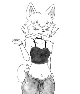 alternate_universe alternative_fashion anthro blush blush_lines bottomwear breasts cheek_tuft choker clothing collarbone curly_hair facial_tuft female hair jewelry navel navel_piercing necklace oversized_bottomwear oversized_clothing oversized_pants pants piercing short_hair small_breasts smile solo tail tuft wristband efradraws northwind northwind_(efradraws) kasni_(efradraws) canid canine canis mammal wolf absurd_res graphite_(artwork) hi_res monochrome sketch traditional_media_(artwork)