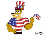 american_flag anthro biceps clothing fingers fur green_eyes hand_on_hip hat headgear headwear holidays male multicolored_body multicolored_fur muscular muscular_anthro muscular_male simple_background smile solo standing tan_body tan_fur teeth two_tone_body two_tone_fur united_states_of_america white_background yellow_body yellow_fur doritohead 4th_of_july joseph_carter kangaroo macropod mammal marsupial 2017 5:4 artist_name digital_media_(artwork) hi_res signature