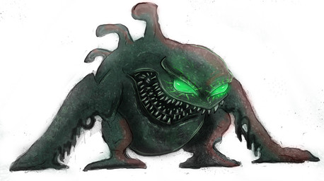 ambiguous_gender back_spines glowing glowing_eyes green_body green_eyes realistic sharp_teeth simple_background solo teeth white_background swarmcreator disney lilo_and_stitch spooky_(lilo_and_stitch) alien experiment_(lilo_and_stitch) monster 2016 hi_res source_request unavailable_at_source