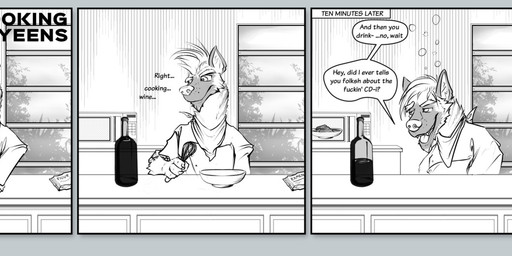 alcohol anthro appliance beverage dialogue drunk humor kitchen kitchen_appliance male microwave_oven profanity solo substance_intoxication text wine garek_maxwell hyena mammal striped_hyena comic english_text hi_res