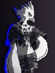 anthro beak black_beak black_clothing clothed clothing eyebrows feathers hair_tassels jewelry male midriff navel necklace skimpy solo thick_eyebrows white_body white_feathers yellow_eyes renlner breath_of_the_wild nintendo the_legend_of_zelda teba_(tloz) avian rito 3:4 absurd_res hi_res