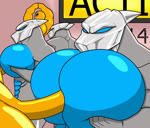 anthro big_pecs big_penis blue_body blue_eyes bodily_fluids circumcised crash_test_dummy cum cum_on_chest cum_splash dummy genital_fluids genitals group huge_pecs humanoid_genitalia humanoid_penis infinite_cum infinite_genital_fluids long_penis machine male male/male muscular muscular_male pec_grab pec_squeeze pecjob pecs penis sex testing xcomunit7 humanoid robot animated no_sound short_playtime webm