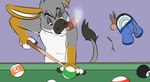 ambiguous_gender anthro billiard_table cigar feral_transformation furniture male pleasure_island smoking solo species_transformation table transformation pastelcore asinus canid canine canis coyote donkey equid equine mammal hi_res