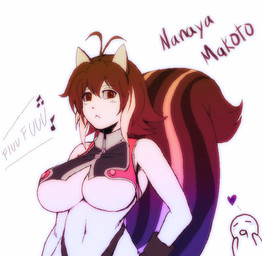 big_breasts breasts clothed clothing duo female hair solo_focus tornking arc_system_works blazblue makoto_nanaya animal_humanoid humanoid mammal mammal_humanoid rodent rodent_humanoid sciurid sciurid_humanoid tree_squirrel_humanoid aliasing digital_media_(artwork)
