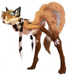 amber_eyes ambiguous_gender anthro canid canine cassie_(disambiguation) eyewear goggles kesame_(artist) mammal maned_wolf mostly_nude nude scarf simple_background solo source_request sullivan tail white_background witherlings