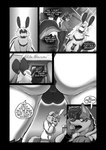 4_arms antennae_(anatomy) anthro balls butt city clothed clothed_female clothed_male clothing dialogue exclamation_point exhibitionism eyewear female fully_clothed fully_clothed_female fully_clothed_male genitals glasses group male multi_arm multi_limb nude nude_anthro nude_male penis presenting presenting_balls presenting_penis public public_nudity speech_bubble text thought_bubble thoughts soomir hectar_(soomir) arthropod bee canid canine canis domestic_dog hymenopteran insect mammal absurd_res comic english_text hi_res monochrome