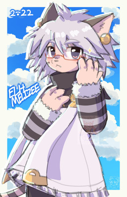 anthro cloud cloudy_sky eyewear female glasses grey_hair hair kemono looking_at_viewer sky solo thesandwich15 cat_day cyberconnect2 little_tail_bronx solatorobo elh_melizee domestic_cat felid feline felineko felis mammal 2025 absurd_res distracting_watermark hi_res watermark