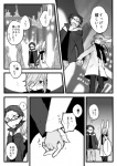 ambiguous_gender anthro clothed clothing comic duo duo_focus eyewear glasses greyscale group hand_holding human japanese_text kemono lagomorph leporid male mammal monochrome open_mouth rabbit smile text translated ukisudori yaehara_makoto yura_kousuke