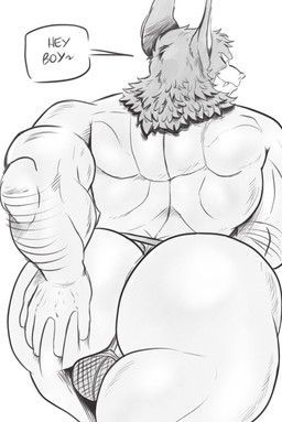 back_muscles big_butt bulge bulge_from_behind butt butt_focus butt_grab clothed clothing for_a_head hand_on_butt huge_butt looking_at_viewer looking_back looking_back_at_viewer male muscular muscular_arms muscular_male perineum rear_view solo talking_to_viewer text thong thong_only topless underwear underwear_only furryonline1 dispatch sonar_(dispatch) animal_head animal_humanoid bat bat_humanoid humanoid mammal mammal_humanoid english_text hi_res