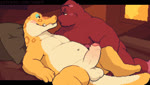 2023 alfonso_(animal_crossing) alligator alligatorid animal_crossing animated anthro anthro_on_anthro background_music balls balls_on_tail bedroom belly blush bodily_fluids conditional_dnp countershade_face countershade_torso countershading crocodilian cum cum_on_partner cum_on_partner's_hand cumshot dialogue digital_media_(artwork) domestic_pig duo ejaculation english_text erection eye_contact eyes_closed foreskin genital_fluids genitals handjob humanoid_genitalia humanoid_penis i_love_you indoor_nudity indoor_sex inside kissing long_foreskin long_playtime looking_at_another mabit male male/male mammal markings multicolored_body nintendo nipples nude orgasm overweight overweight_male partially_retracted_foreskin penile penis pixel_(artwork) pixel_animation rasher_(animal_crossing) realistic_penis_size reptile romantic romantic_couple scalie scar sex slow_sex smile sound sound_effects spots spotted_body suid suina sunset sus_(pig) tail teeth text throbbing throbbing_penis tongue webm