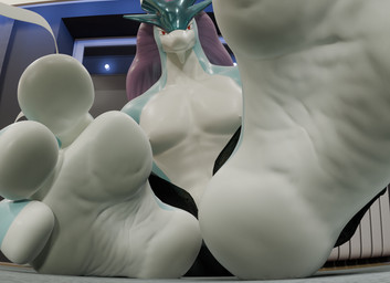 3_toes anthro anthrofied barefoot feet first_person_view foot_fetish foot_focus looking_at_viewer male pokemorph soles solo toes wrinkled_feet wrinkles syntaxthenova nintendo pokemon generation_2_pokemon legendary_pokemon pokemon_(species) suicune 3d_(artwork) digital_media_(artwork) hi_res