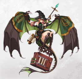 animal_feet armwear back_wings clothed clothed_female clothing detached_sleeves dragon_wings dress female hat headgear headwear horn light_body light_skin magic_user simple_background solo suitcase tail white_background wing_clothing wings wizard_hat 159cm mythology animal_humanoid dragon dragon_humanoid humanoid mythological_creature mythological_scalie scalie absurd_res hi_res