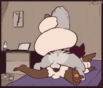 anal anal_penetration anthro anus bed biped brown_body brown_fur detailed_background duo entwined_tails erection fur furniture genitals grey_body grey_fur lying male male/male male_penetrated male_penetrating male_penetrating_male multicolored_body multicolored_fur on_bed on_front pawpads penetration penile penile_penetration penis rear_view sex tail tail_coil white_body white_fur divucup divu_(divucup) domestic_cat felid feline felis mammal animated