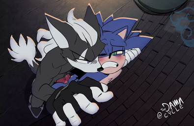 alley alley_sex anal anal_penetration animal_genitalia animal_penis anthro anthro_on_anthro anthro_penetrated anthro_penetrating anthro_penetrating_anthro big_butt black_clothing black_footwear black_gloves black_handwear black_nose black_shoes blue_eyes butt canine_genitalia canine_penis chest_tuft clenched_teeth clothing duo erection footwear from_behind_position fur genitals gloves green_eyes green_pupils grey_clothing grey_footwear grey_shoes hair hand_holding handwear high-angle_view interlocked_fingers interspecies looking_at_another male male/male male_penetrated male_penetrating male_penetrating_male outside penetration penis pupils red_penis rough_sex sex shoes standing standing_sex tan_body tan_fur teeth thrusting tuft white_body white_clothing white_fur white_gloves white_hair white_handwear white_inner_ear toodamncycle sega sonic_forces sonic_the_hedgehog_(series) infinite_(sonic) sonic_the_hedgehog canid canine canis eulipotyphlan hedgehog jackal mammal 2d_animation animated hi_res loop no_sound short_playtime video