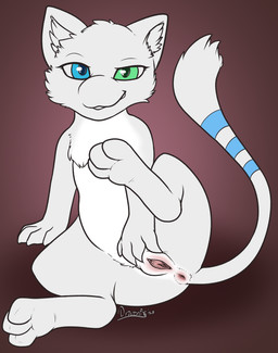 3_toes 4_fingers anus blue_body blue_eyes blue_fur blue_markings blue_stripes blue_tail feet female feral fingers front_view fur fur_markings genitals green_eyes heterochromia inner_ear_fluff looking_at_viewer markings multicolored_tail narrowed_eyes pink_vulva presenting presenting_vulva raised_leg simple_background smile smiling_at_viewer smirk smirking_at_viewer snout solo striped_body striped_fur striped_markings striped_tail stripes tail tail_markings toes tuft two_tone_tail vulva white_body white_ears white_fur white_inner_ear white_inner_ear_fluff white_tail itsdraconix nintendo pokemon fan_character yuki_(side_b) felid feline generation_1_pokemon legendary_pokemon mammal mew_(pokemon) pokemon_(species) 2025 absurd_res dated hi_res signature