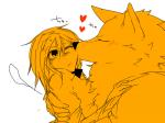 4:3 canid canine clothing comic duo female fur hair hair_over_eye human japanese_text kemono kissing lila_(kashiwagi_aki) mammal monochrome one_eye_obstructed text translated yakantuzura zinovy