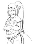 adolescent alternative_fashion anthro bell belt bottomwear clothing delta_rune_(emblem) denim denim_bottomwear denim_clothing female jeans metalhead pants shirt solo symbol topwear young noiet_phenkka metallica undertale undertale_(series) undertale_yellow kanako_ketsukane boss_monster_(undertale) canid canine fox mammal hi_res monochrome