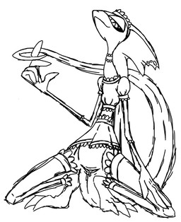 3_toes 5_fingers animal_genitalia anthro cloaca clothing contiguous_snout crouching curling_tail dripping dripping_vulva feet female fin fingers flat_chested genitals head_fin long_tail looking_at_viewer maid_headdress maid_uniform pupils simple_background sketchy slim slit_pupils smile solo tail toes uniform nal_wt nintendo pokemon alix_the_inteleon generation_8_pokemon inteleon lizard pokemon_(species) reptile scalie hi_res monochrome sketch