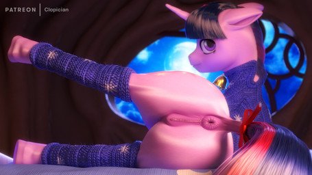 accessory animal_genitalia animal_vulva anus bow_(feature) bow_accessory bow_ribbon butt clothing equine_anus equine_genitalia equine_vulva female feral full_moon furgonomics genitals horn looking_at_viewer looking_back moon puffy_anus purple_eyes ribbons solo tail tail_accessory tail_bow tail_ribbon vulva clopician friendship_is_magic hasbro my_little_pony mythology twilight_sparkle_(mlp) equid equine mammal mythological_creature mythological_equine unicorn 16:9 2022 3d_(artwork) digital_media_(artwork) hi_res widescreen