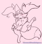 anthro blush female fur genitals heart_symbol inner_ear_fluff nude pawpads pussy solo spreading tongue tuft blue-rum nintendo pokemon braixen canid canine generation_6_pokemon mammal pokemon_(species) watermark