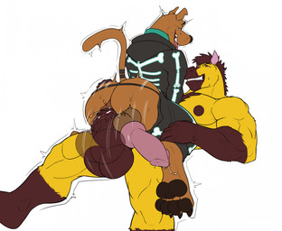 anal anal_penetration animal_genitalia anthro anthro_on_anthro anthro_penetrated anthro_penetrating anthro_penetrating_anthro anthrofied balls big_butt big_muscles big_pecs big_penis black_clothing black_eyebrows black_nose black_pawpads blue_eyes bodily_fluids brown_body brown_eyebrows brown_fur brown_markings brown_nipples butt canine_genitalia clothing duo equine_genitalia erection eyebrows fur genital_fluids genitals gloves_(marking) half-closed_eyes interspecies knot leaking_precum leg_markings looking_pleasured male male/male male_penetrated male_penetrating male_penetrating_male markings motion_blur motion_lines muscular muscular_anthro muscular_male narrowed_eyes nipples open_mouth pawpads pecs penetration penile penile_penetration penis penis_in_ass precum sex simple_background smile socks_(marking) tail tongue tongue_out vein veiny_penis white_background yellow_body yellow_fur seyrmo hanna-barbera scooby-doo_(series) draftstallion scooby-doo scooby-doo_(fortnite) canid canine canis domestic_dog equid equine great_dane horse mammal mastiff molosser 2025 digital_drawing_(artwork) digital_media_(artwork) english_description hi_res
