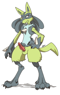 animal_genitalia annoyed anthro balls biped bodily_fluids digitigrade erection genitals hand_on_hip humanoid_genitalia humanoid_penis looking_away male penis semi-anthro sheath solo sweat sweatdrop tail vein veiny_penis z0mbieraptor nintendo pokemon canid canine generation_4_pokemon lucario mammal pokemon_(species) shiny_pokemon source_request