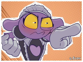 angry anthro clothing fur gesture gloves hand_gesture handwear maid_headdress maid_uniform male meme_pose pointing pointing_at_viewer purple_body purple_fur simple_background solo uniform yellow_eyes g_bunn glitch_productions hotel_transylvania the_amazing_digital_circus jax_(tadc) lagomorph leporid mammal rabbit hi_res meme
