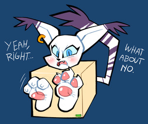 anthro bdsm bondage bound box claws container curling_toes ear_piercing encasement feet female foot_fetish pawpads paws piercing pink_pawpads soles solo stuck text toe_claws toes oddjuice bandai_namco digimon digimon_adventure digimon_(species) felid feline felis gatomon mammal absurd_res english_text hi_res
