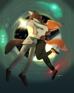 affectionate anthro breasts brown_body canon_couple clothed clothing duo female flats_(shoes) footwear fur interspecies interspecies_romance intimate kissing love lovers_moment male male/female orange_body orange_fur romantic romantic_ambiance romantic_couple scene_interpretation shoes space tender tenderness tggeko dreamworks the_bad_guys diane_foxington mr._wolf_(the_bad_guys) canid canine canis fox mammal wolf 2025 digital_media_(artwork) hi_res