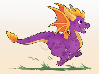 feral male purple_body running solo wings noodlethings activision mythology spyro_the_dragon dragon mythological_creature mythological_scalie scalie hi_res