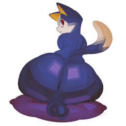 anthro anus backsack balls big_balls big_butt blue_body blue_fur bubble_butt butt dipstick_tail fur genitals glistening glistening_butt huge_butt looking_at_viewer looking_back looking_back_at_viewer male male_anthro markings monotone_background pillow rear_view red_eyes simple_background sitting solo tail tail_markings throw_pillow white_background cc034771 animal_crossing nintendo rover_(animal_crossing) domestic_cat felid feline felis mammal 1:1 2026 colored digital_media_(artwork) hi_res shaded