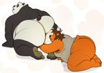 anthro armpit_hair barefoot big_butt body_hair bottomless brown_body brown_fur brown_hair butt clothed clothing duo feet fur hair male male/male nude overweight overweight_anthro overweight_male shirt tank_top topwear mayku dreamworks kung_fu_panda master_po_ping mayku_(character) bear giant_panda mammal