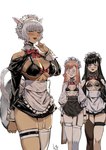 anthro asymmetrical_legwear breasts clothing female group maid_uniform trio uniform liangjushuang final_fantasy final_fantasy_xiv final_fantasy_xiv_(legacy) square_enix gaia ryne y'shtola_rhul animal_humanoid felid feline human humanoid mammal miqo'te hi_res