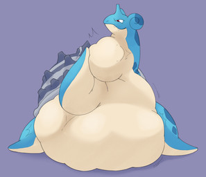 abdominal_bulge belly big_belly blue_body countershading feral flippers horn huge_belly hyper hyper_belly male neck_bulge oral_vore red_eyes sharp_teeth shell simple_background solo spots stripes swallowing tan_body teeth vore xeniyy nintendo pokemon lochaidh_(doesnotexist) generation_1_pokemon lapras pokemon_(species) absurd_res digital_media_(artwork) hi_res