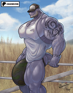 5_fingers arm_tattoo barazoku baseball_cap beard biceps big_bulge big_muscles big_pecs bottomwear bulge clothed clothing facial_hair fingers hat headgear headwear huge_bulge huge_muscles huge_pecs hyper hyper_bulge jockstrap male muscular muscular_male not_furry pecs shirt smile solo tail tank_top tattoo teeth topwear torn_clothing torn_shirt torn_tank_top torn_topwear underwear vein veiny_arms veiny_muscles daemontor nintendo pokemon brutus_(daemontor) generation_1_pokemon humanoid machoke pokemon_(species) digital_media_(artwork) hi_res