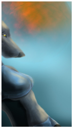 arty_crop bikini clothed clothing detailed_background female fog midriff skimpy solo sunset swimwear tight_clothing torso_shot two-piece_swimsuit conditional_dnp goodwolf royz canid canine canis mammal wolf