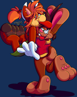 2_toes 3_toes 4_fingers anthro big_feet big_tongue blush blush_lines cartoon_gloves duo feet fingers hug huge_feet hyper hyper_feet male male/male open_mouth pawpads red_tongue soles squeezing surprised tail toes tongue tongue_out toony marquis2007 byron_(tamerkoh) roderick_(tamerkoh) bison bovid bovine cattle hybrid lagomorph leporid mammal rabbit absurd_res alpha_channel hi_res