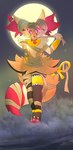 absurd_res ankh anthro aru_(furry_in_a_hurry) braixen cloud collar egyptian furry_in_a_hurry generation_6_pokemon glowing halloween hi_res holidays moon mummy nintendo pawpads paws pokemon pokemon_(species) undead wraps