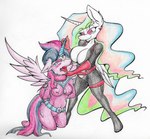 2016 anthro anthrofied bedroom_eyes belt big_breasts biped bodily_fluids bodysuit breasts cleavage clothed clothing dominant dominant_female duo equid equine feathered_wings feathers female female/female friendship_is_magic fur gloves hair handwear hasbro holding_horn horn mammal masked_matter-horn_(mlp) multicolored_hair my_little_pony mythological_creature mythological_equine mythology narrowed_eyes nekotigerfire open_mouth pink_eyes power_ponies_(mlp) princess_celestia_(mlp) purple_body purple_fur red_clothing red_gloves red_handwear seductive simple_background skinsuit smile spread_wings submissive submissive_female tears tight_clothing tongue tongue_out torn_clothing traditional_media_(artwork) twilight_sparkle_(mlp) two_tone_hair two_tone_tail unguligrade_anthro white_background white_body white_fur wing_boner winged_unicorn wings