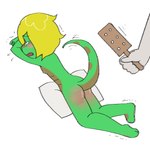 abuse ambiguous_gender anthro biped blonde_hair blush blush_lines bodily_fluids breasts brown_body brown_scales brown_tail butt crying disembodied_hand duo faceless_ambiguous faceless_character female female_anthro female_focus green_body green_eyes green_nipples green_scales green_tail hair holding_paddle looking_back lying multicolored_body multicolored_scales narrowed_eyes nipples non-mammal_breasts non-mammal_nipples on_front open_mouth paddle pillow plantigrade scales shaking short_hair simple_background small_breasts snout solo_focus spank_marks tail tears trembling two_tone_body two_tone_scales two_tone_tail ventral_scales white_background young young_anthro young_female coolsalad lizard reptile scalie 1:1 2025