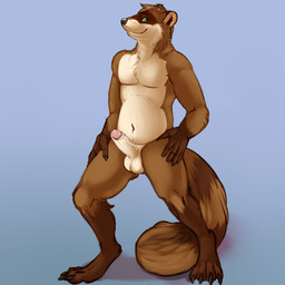 anthro balls blue_background brown_body brown_fur countershade_balls countershade_face countershade_genitalia countershade_neck countershade_torso countershading erection facial_markings fur genitals green_eyes hands_on_hips head_markings humanoid_genitalia humanoid_penis looking_at_viewer male male_anthro markings mask_(marking) nude nude_anthro nude_male penis pink_penis ring_(marking) ringed_tail simple_background smile smiling_at_viewer solo standing striped_markings striped_tail stripes tail tail_markings tan_body tan_fur tan_penis mintyderg mammal procyonid raccoon 1:1 2018 hi_res